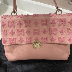 Metrocity Pink M-Emblem Leather Bag